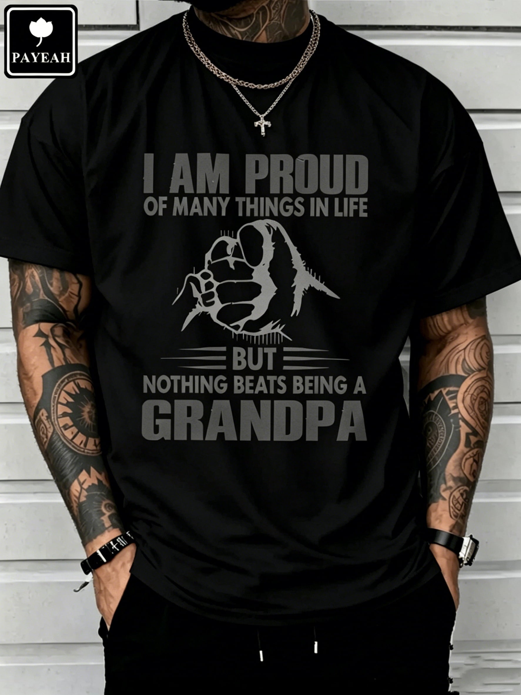 PAYEAH Proud Of Many Things In LifeNothing Being A Grandpa Monogrammed T-Shirt 100% Cotton T Shirt