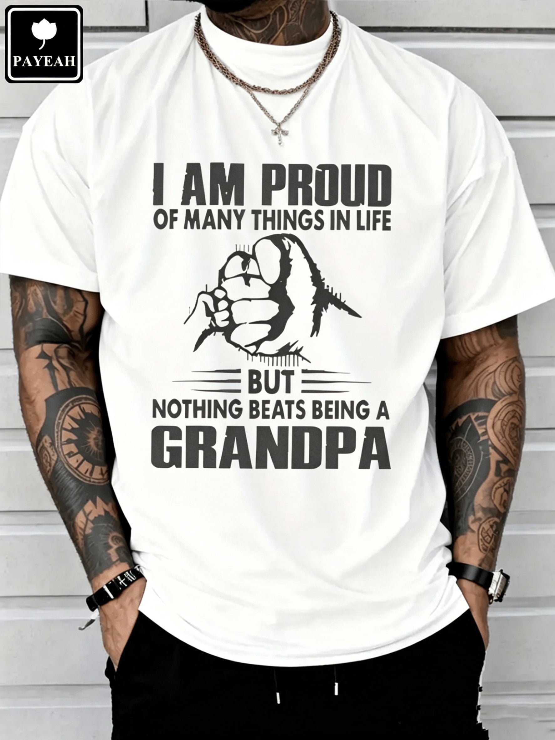PAYEAH Proud Of Many Things In LifeNothing Being A Grandpa Monogrammed T-Shirt 100% Cotton T Shirt