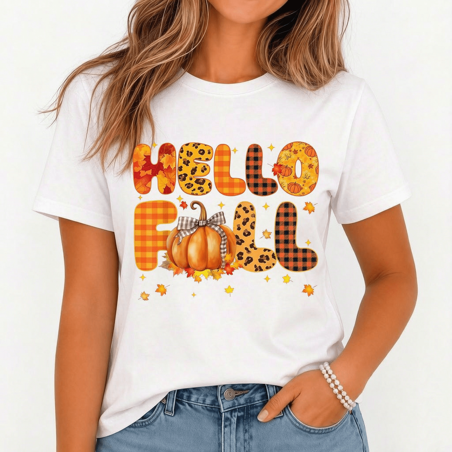 Plus Size Women's Printed T-Shirt - Soft And Breathable Cotton Crew Neck - Autumn Halloween Thanksgiving Casual Wear