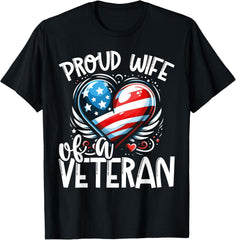 Proud Wife of a Veteran Flag USA Veterans Day Unisex T-Shirt