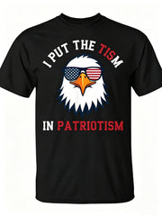 Put The Tism In Patriotism Athletic Eagle T-Shirt Unisex for Daily Wear Funny Christmas Novelty Men's T-Shirt