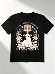 Religious Easter Lamb Cross Lily Flower Faith Unisex Graphic Tee