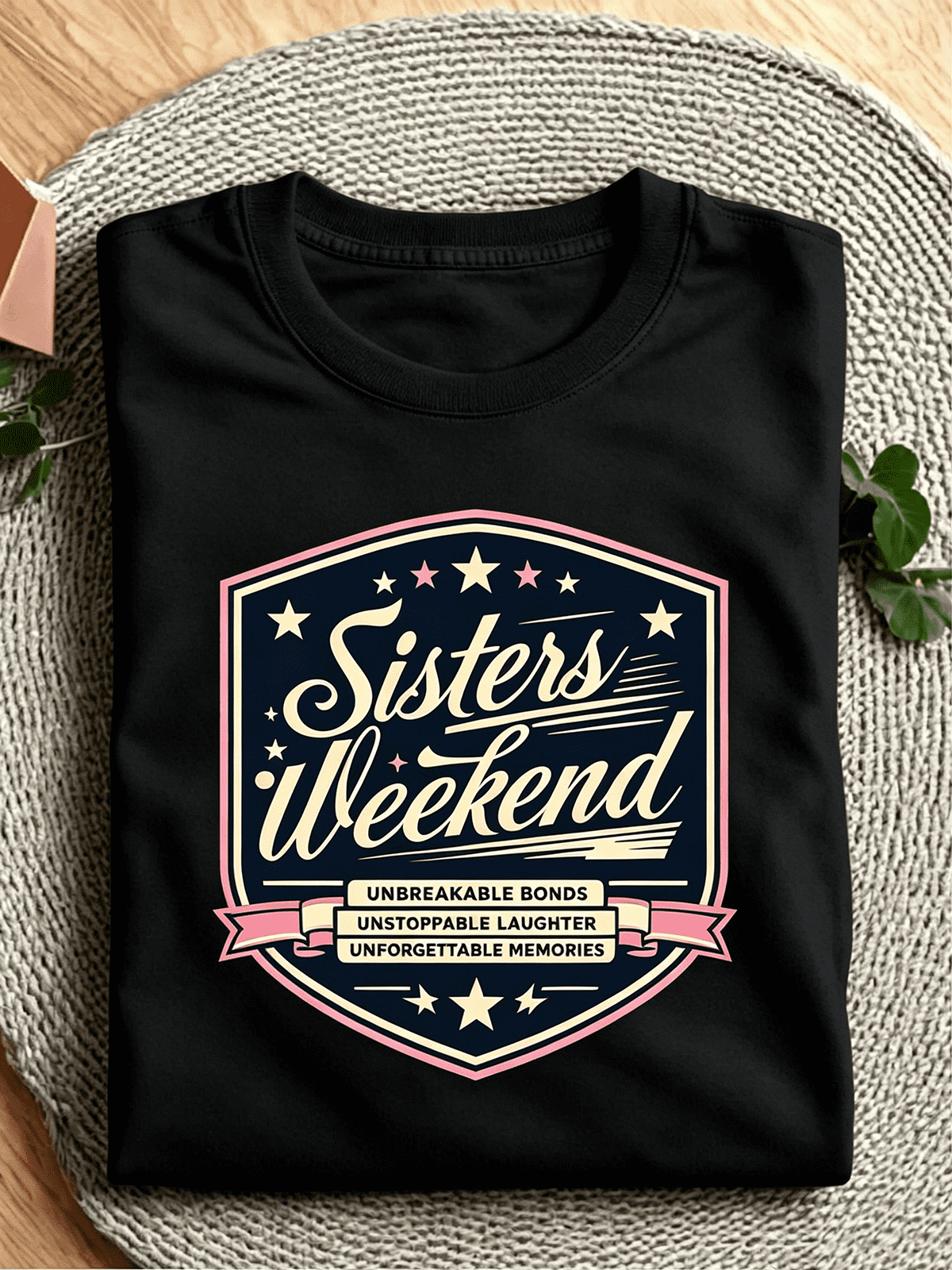 Sisters Weekend Matching Graphic Tee, Women's Casual Short Sleeve Top