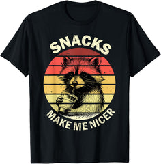 Snacks Make Me Nicer Funny Raccoon Animal Sarcastic Unisex T-Shirt