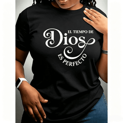 Stylish Comfortable Women's Short Sleeve T-Shirt Featuring "El Tiempo De Dios Es Perfecto" Print for Spring and Summer