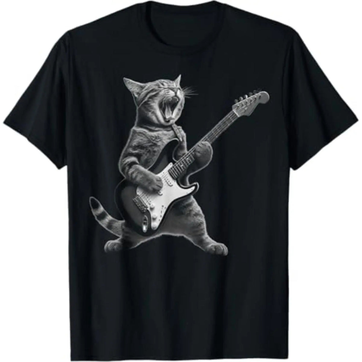 Summer t Shirts Cat Playing Guitar Rock Star Rock and Roll For Men Women T-Shirt