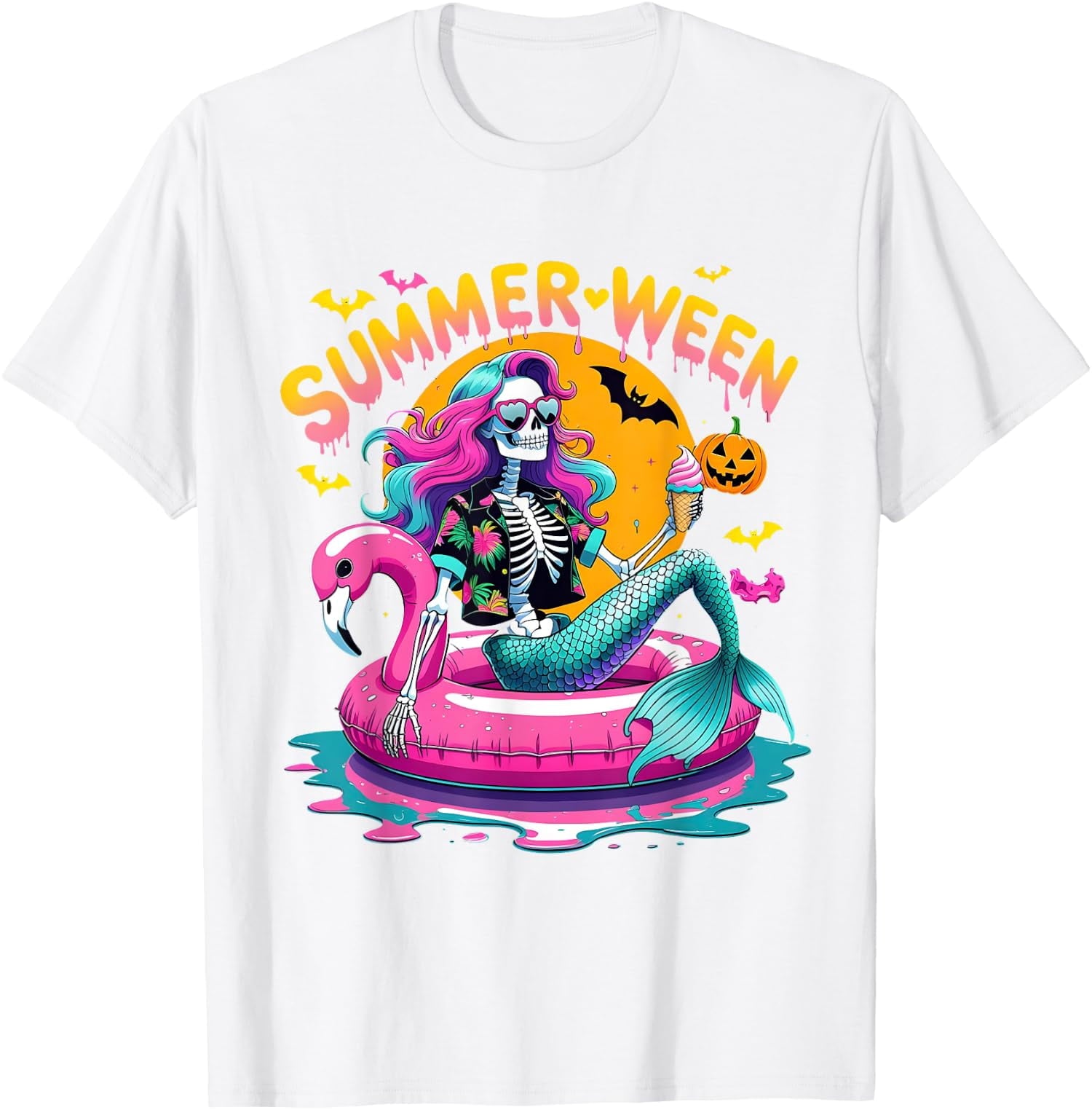 Summerween Vibes Spooky Summer Mermaid Halloween Unisex T-Shirt