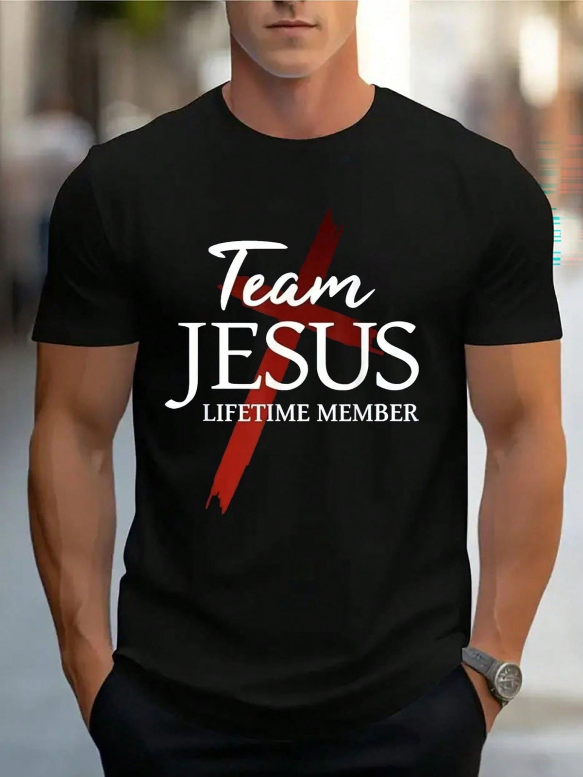Team Jesus Graphic Print T-Shirt For Men Casual Short Sleeve Tee 1 Pcs 100% Cotton - Comfortable Crew Neck, Soft Adorable Tees Tops