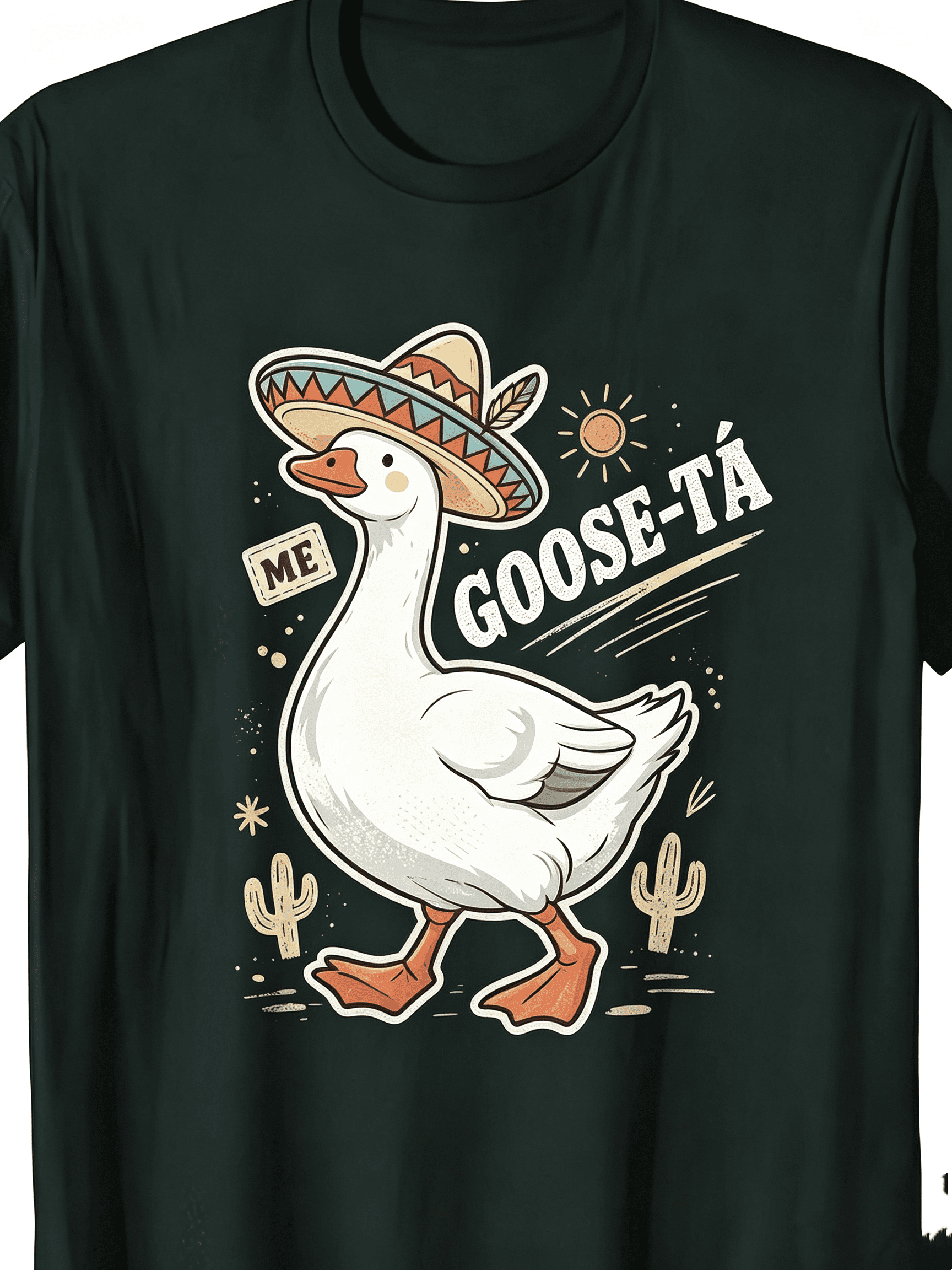 Unisex 220GSM 100% Cotton Summer Graphic T-Shirt, Funny Mexican Spanish Goose Pun Crew Neck Short Sleeve Casual Tee for Men Women