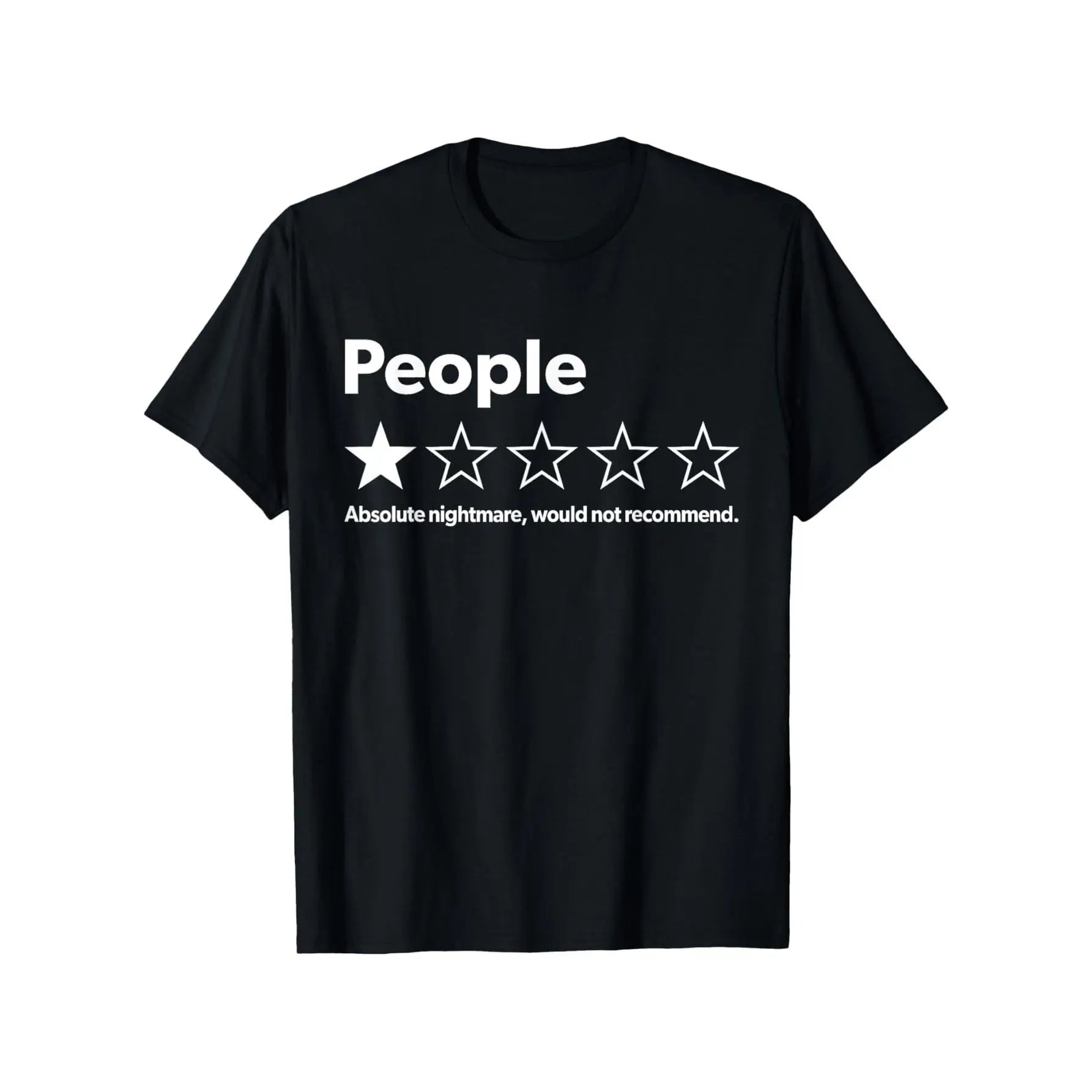 Unisex Adult 100% Cotton Short-Sleeve Streetwear T-Shirt - Black, Funny 1-Star Review Graphic Top