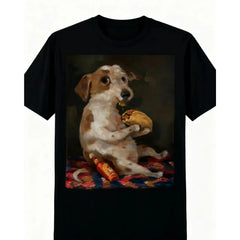 Unisex Adult Dog Taco Graphic T-Shirt, Y2K Streetwear Short Sleeve Crewneck, 100% Cotton Funny Meme Tee Gift for Dog Lovers
