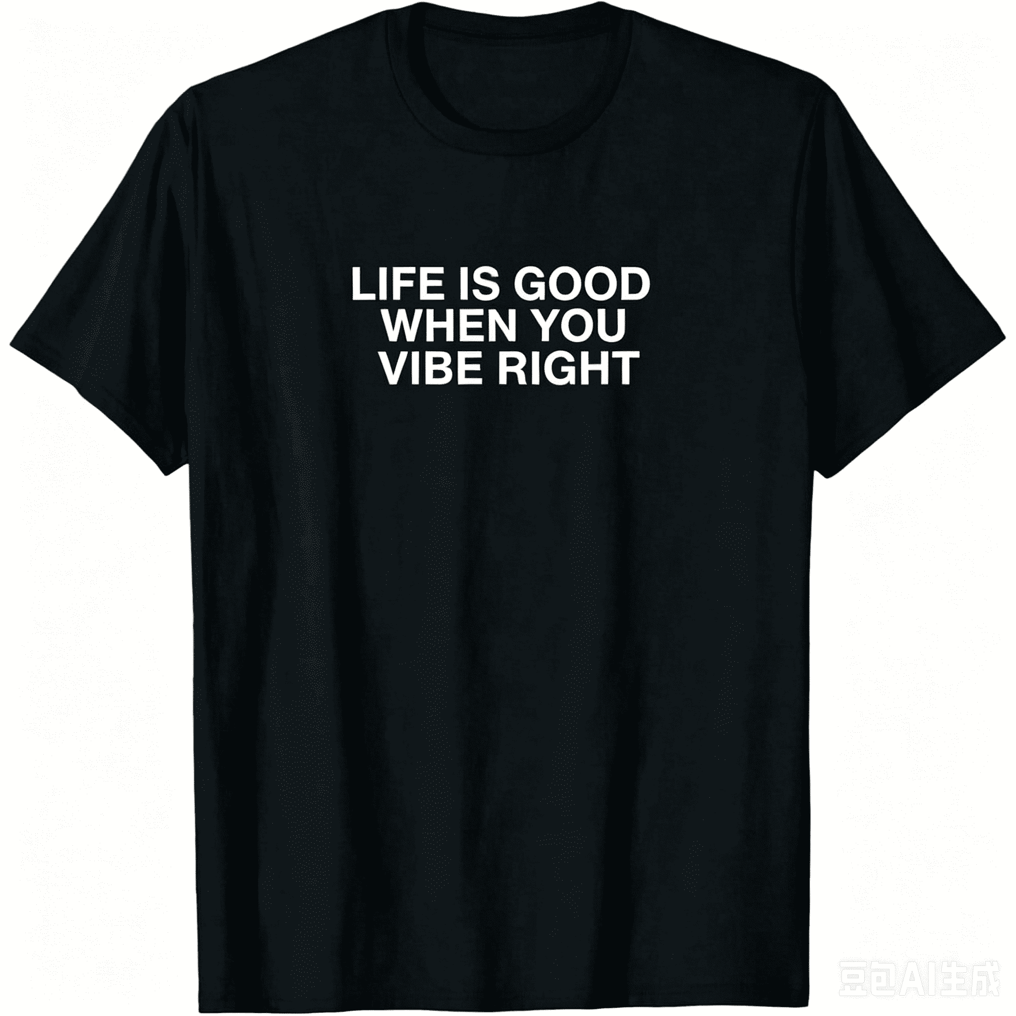Unisex Black Crew Neck Short Sleeve T-Shirt, Bold Minimal "Life Is Good When You Vibe Right" Positive Print Tee, Soft Cotton Casual Spring Summer Daily Wear