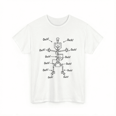 Unisex Funny Stickman Graphic T-Shirt, Ouch Ouch Ouch Full Body Pain Humor Crew Neck Casual Novelty Tee for Men Women