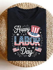 Unisex Happy Labor Day American Flag Graphic T-Shirt Patriotic USA Stars Stripes Casual Short Sleeve Tee For Labor Holiday
