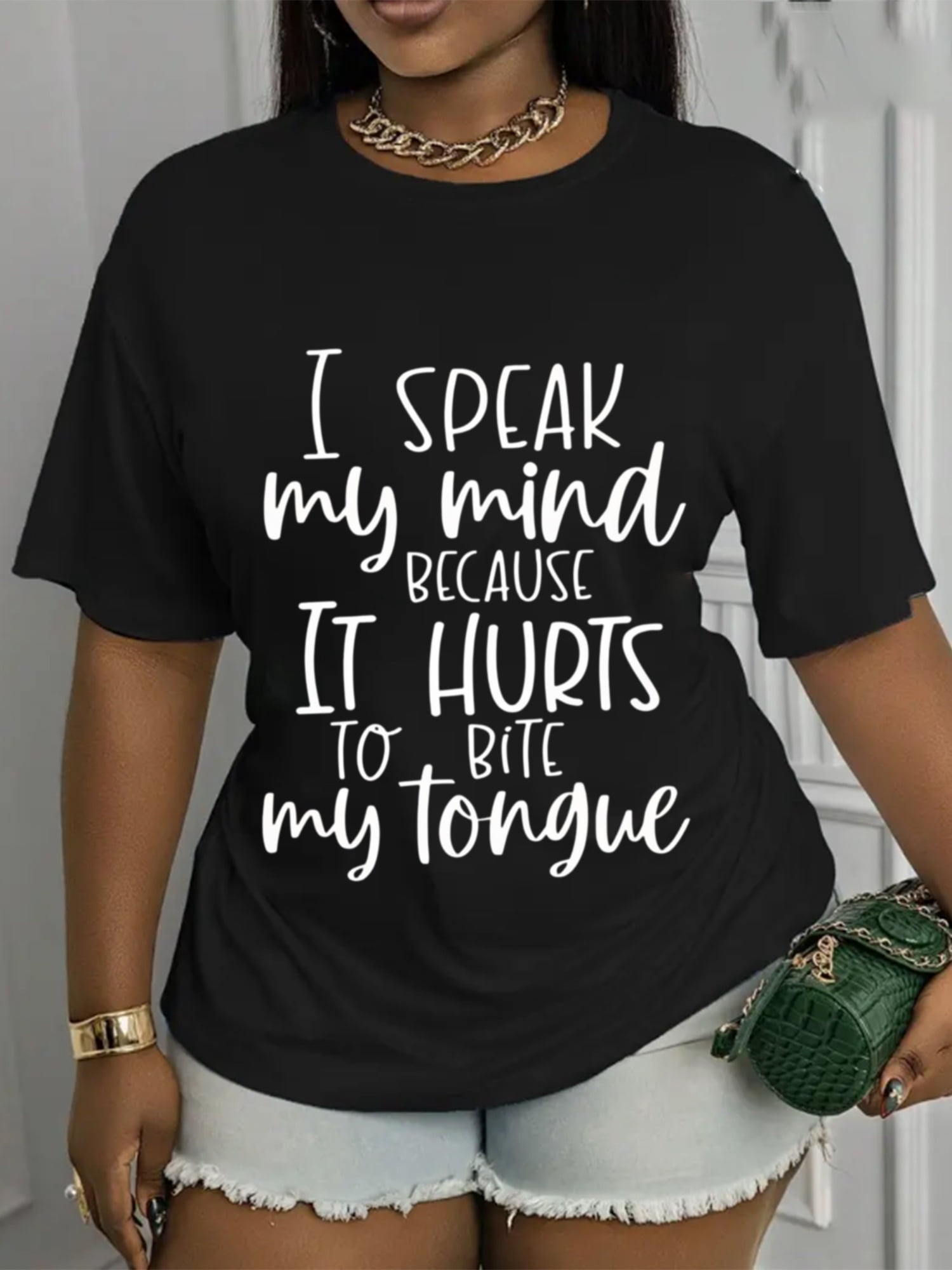 Unisex Sassy Sarcastic Quote Graphic T-Shirt I Speak My Mind Funny Honest Mood Casual Short Sleeve Tee For Women