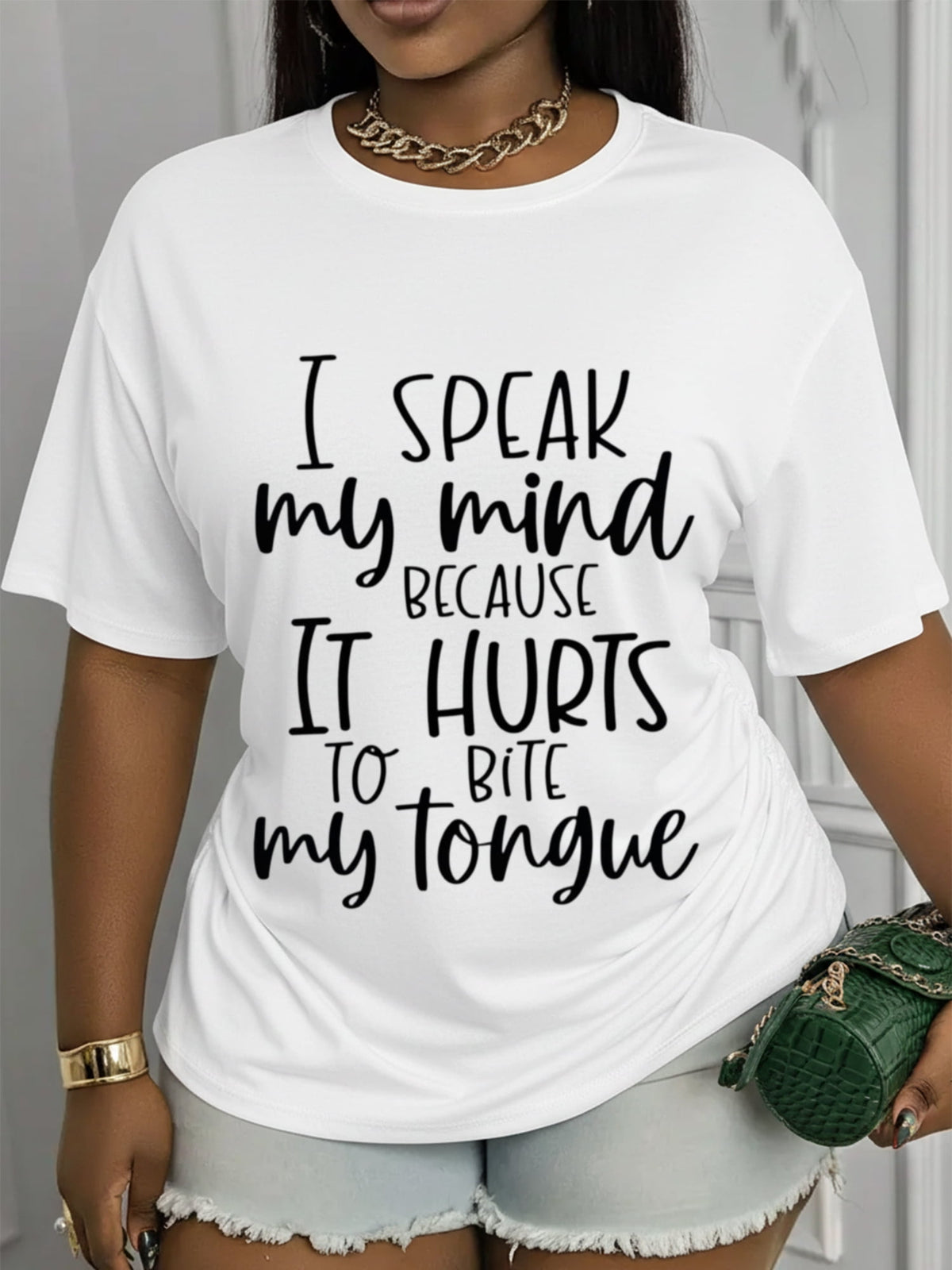 Unisex Sassy Sarcastic Quote Graphic T-Shirt I Speak My Mind Funny Honest Mood Casual Short Sleeve Tee For Women