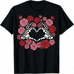 Valentines Day Skeleton Hand Heart Funny Graphic Unisex T-Shirt