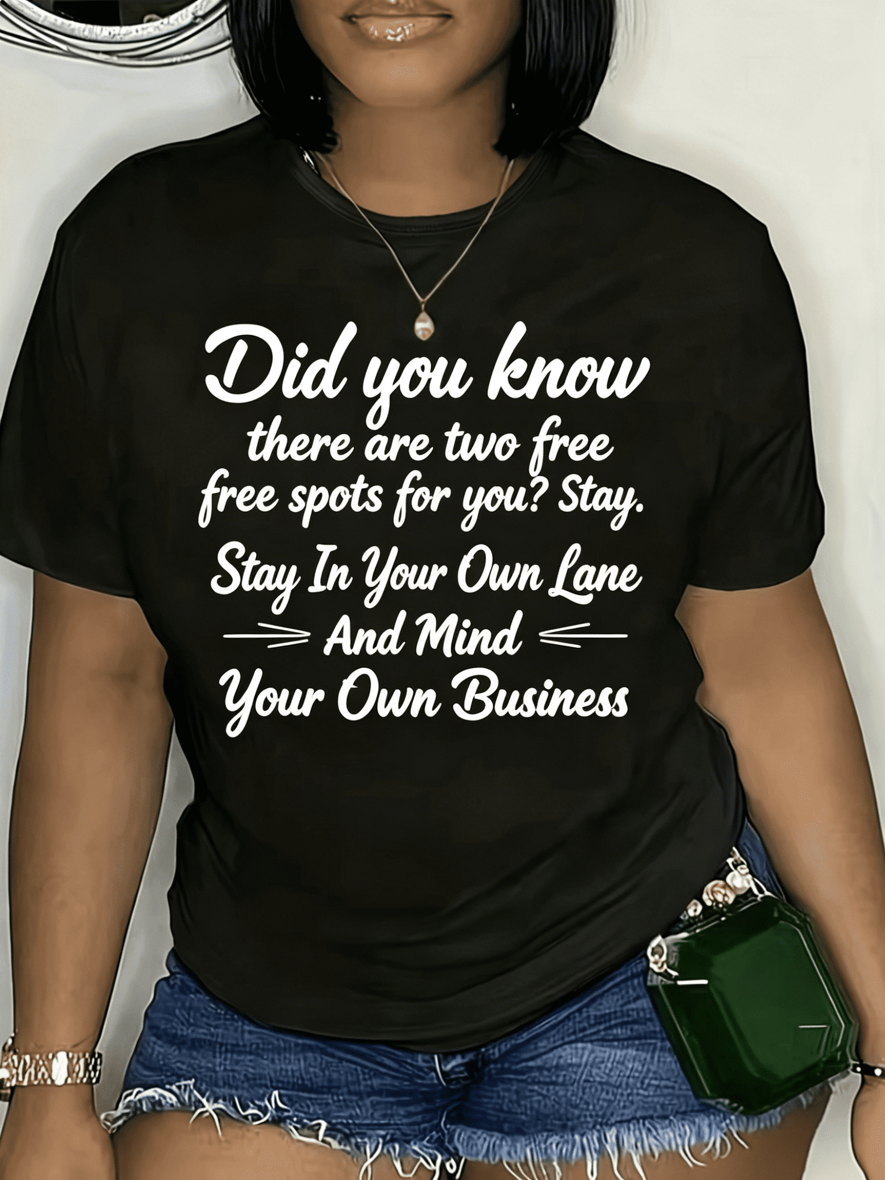 Women Plus Size Funny Sassy Slogan Graphic T-Shirt, In Your Own Lane Mind Your Own Business Casual Crew Neck Short Sleeve Tee, Daily Fashion Loose Fit Top