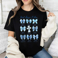 Women Short Sleeve T Shirt God Says I Am With Bow And Bible Verses Print Casual Comfortable For Everyday Wear And Light Activities