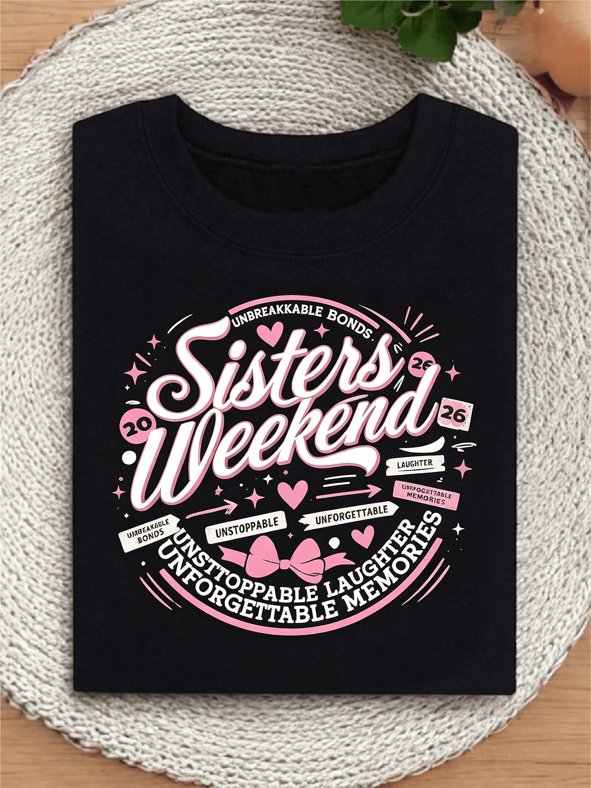 Women Sisters Weekend 2026 Unbreakable Bond Matching Graphic T-Shirt Girls Trip Vacation Top