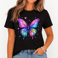 Women's Butterfly Heart Graphic T-Shirt Colorful Summer Casual Tee
