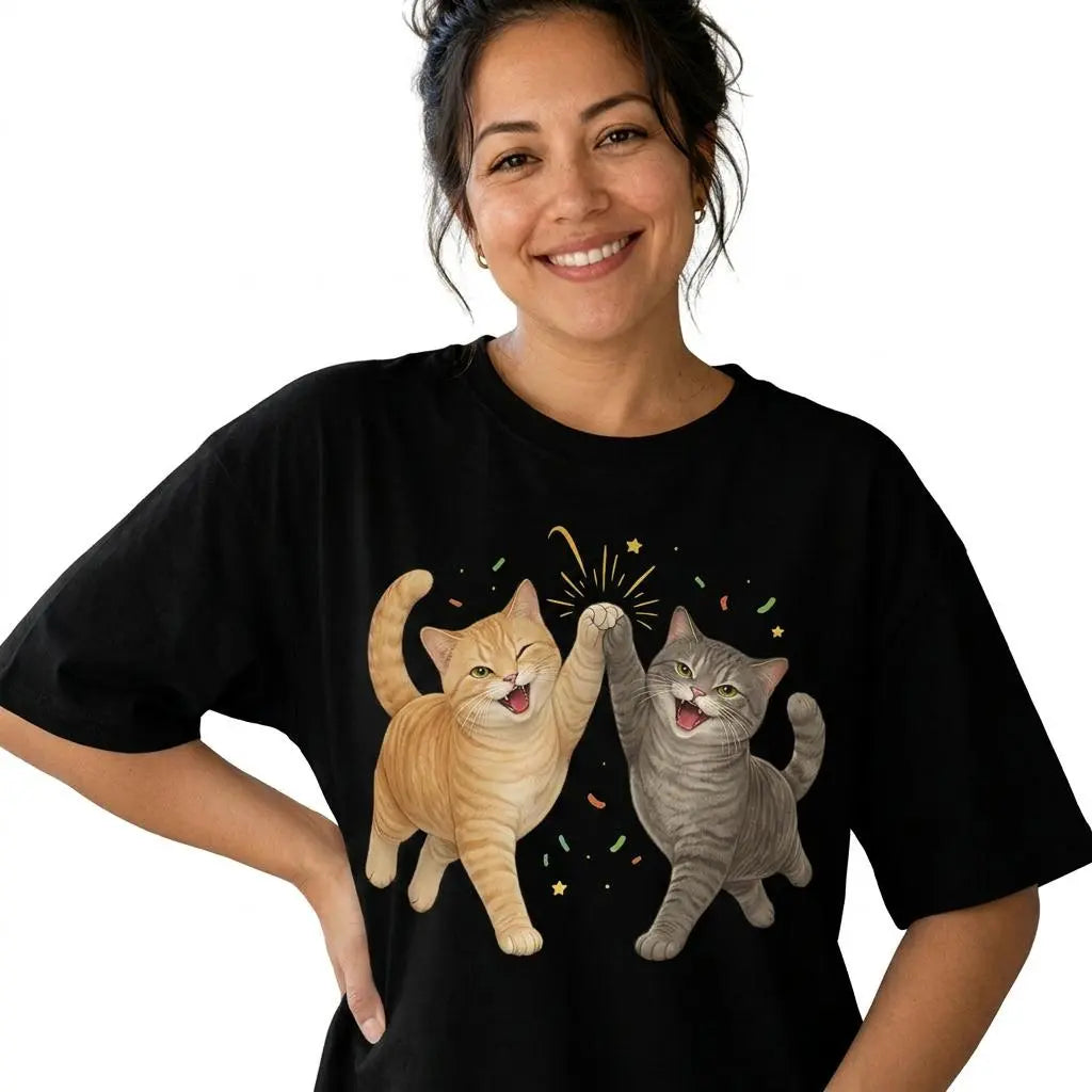 Women's Cats Graphic T-Shirt - Casual Mom Top, Ideal Gift for Feline Enthusiasts