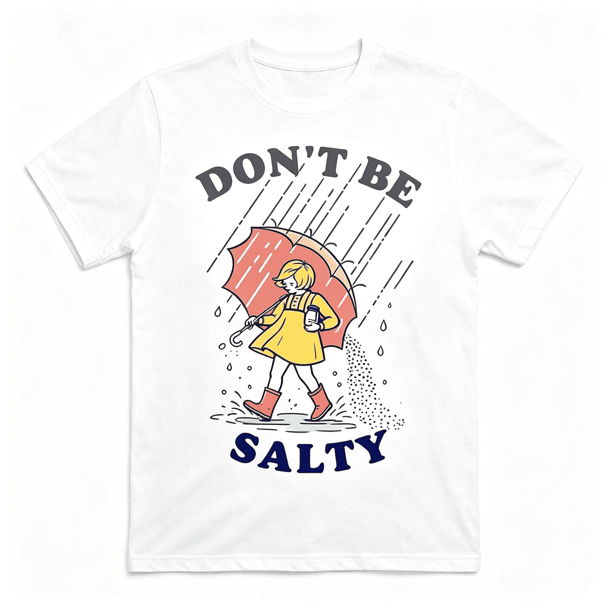 Women’s Don’t Be Salty Retro Cartoon Graphic Casual Short Sleeve T-Shirt