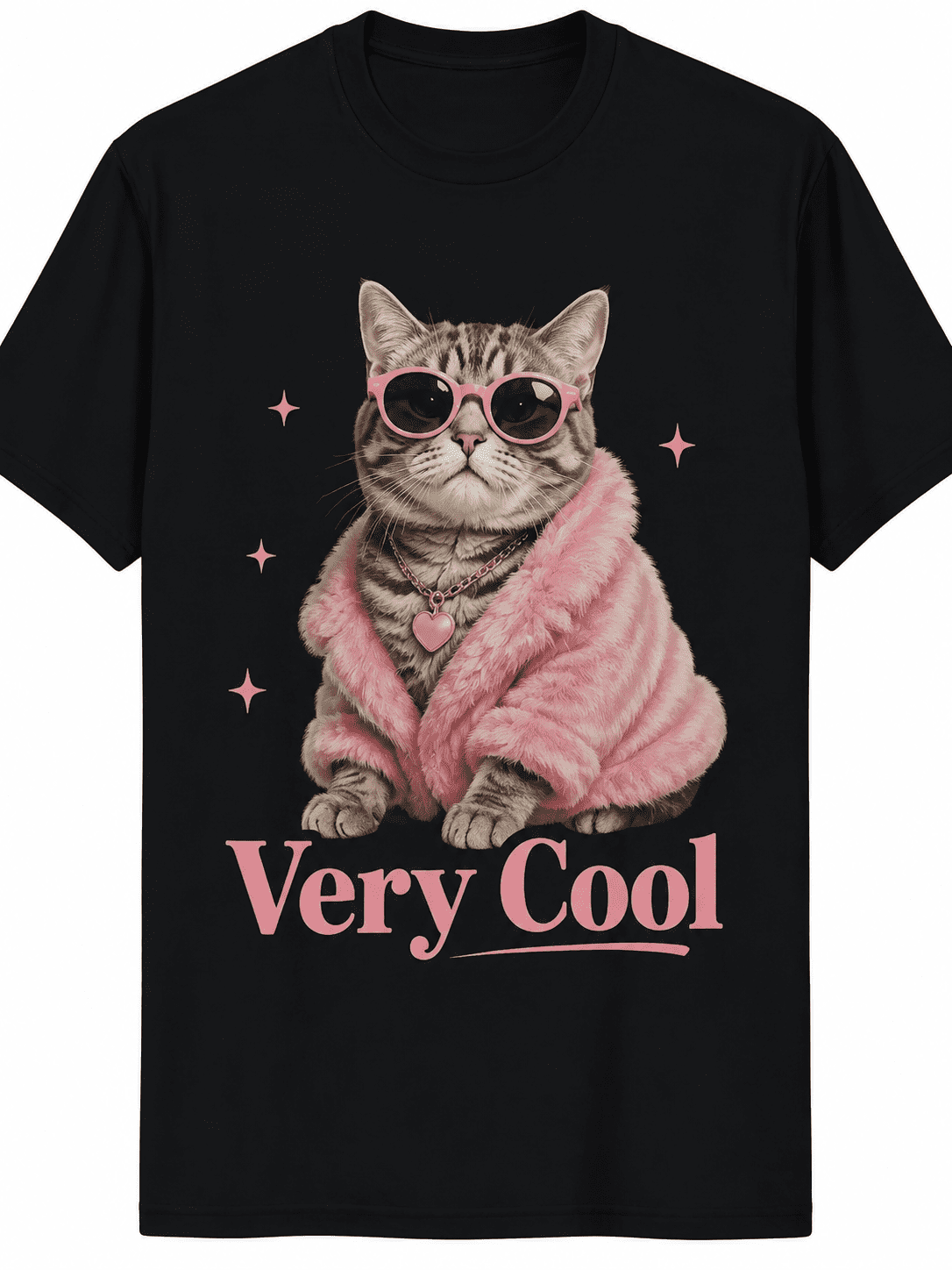 Women's Funny Cat Graphic T-Shirt, Cool Cat Wearing Pink Sunglasses Print Tee, Casual Short Sleeve Crew Neck Top, Cute Pet Lover Shirt
