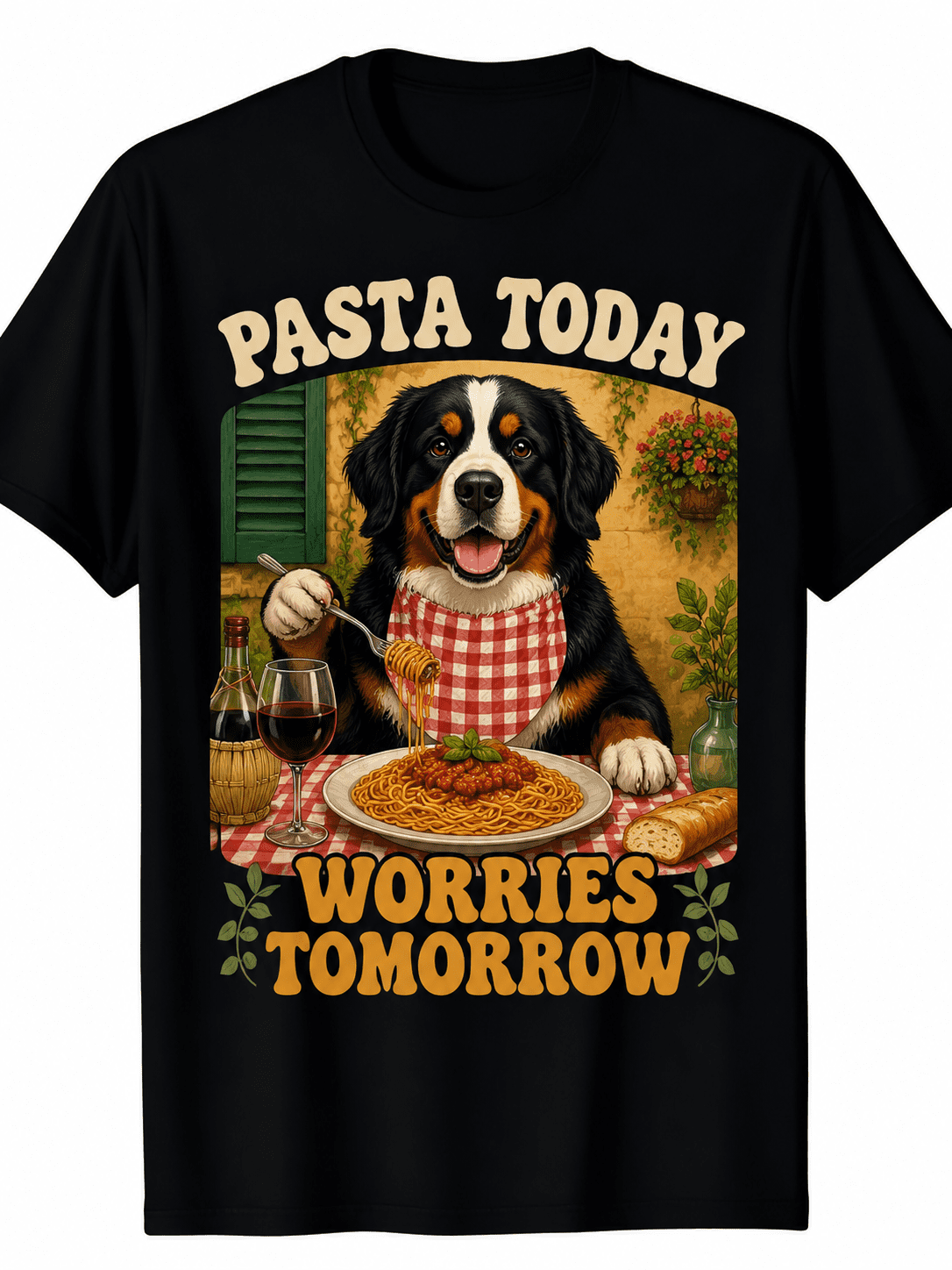 Women's Funny Dog Pasta Graphic T Shirt, Cute Spaghetti Food Print Short Sleeve Crew Neck Casual Summer Tee