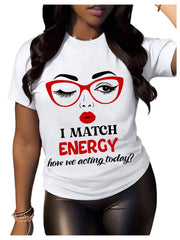 Women's Graphic Tees Y2K Crop Top Slogan Print Crew Neck T-Shirt