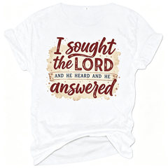 Women’s I Sought The Lord Faith Inspirational Graphic Short Sleeve T-Shirt