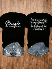 Women’s Stronger Than The Storm Double Sided Graphic T-Shirt Inspirational Positive Quote Short Sleeve Tee