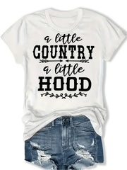 Women’s Western Country Graphic T-Shirt A Little Country A Little Hood Retro Arrow Casual Short Sleeve Top