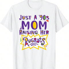 Just A 90s Mom Raising Her Rugrats Women's Cotton Tshirt, Premium Cotton Quality Print, Durable And Longlasting, Casual Fashion