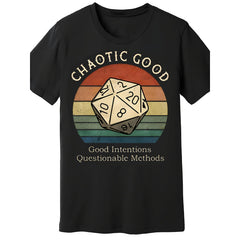 Men'S Retro 'Chaotic Good' Graphic Tee - Featuring a Fun And Casual Design with Dice Art, Ideal for Everyday Wear