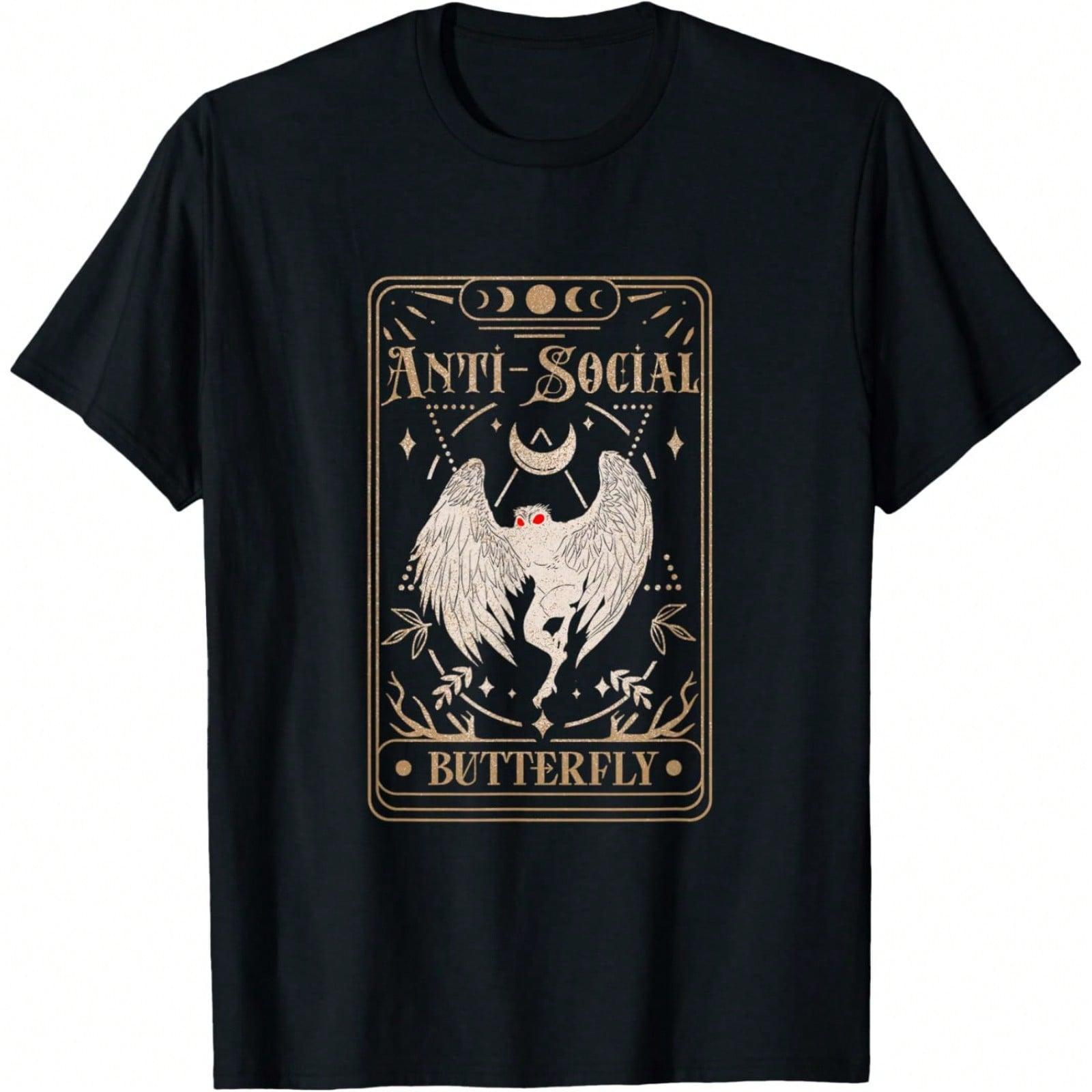 Mothman Tarot Card Antisocial Butterfly Cryptid Red Eyed T-Shirt Daily T-Shirt Women Kids Girls T-Shirt Funny Graphic Tees Cotton Graphic Tee