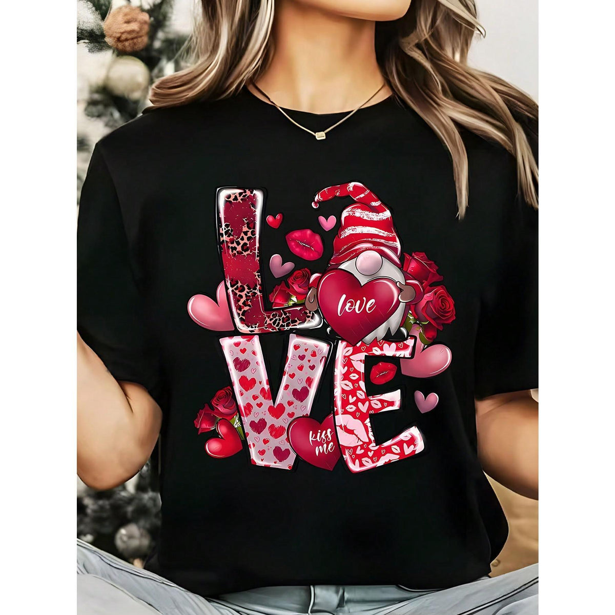 Summer Fashion Simple Valentine's Day Shirt Simple Letter Casual LOVE Short-Sleeved Top Home Wear Out Sports Leisure