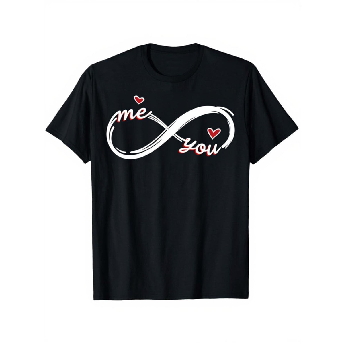 Men's Infinity Heart Print T-Shirt- Couple Style T-Shirt with Infinity Symbol Heart, Slim Fit Casual Short Sleeve Round Neck, All-Season Top(Machine Heart Pattern Tee Men Love Tee Love Theme Shirt