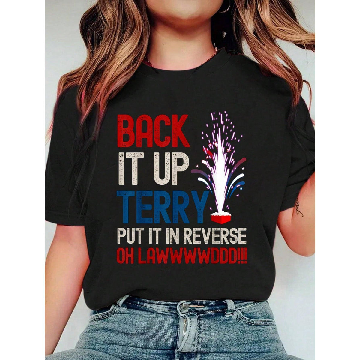 100% Cotton Back It Up Terry Shirt 4th Of July Funny Back It Up Terry T-Shirt Women's Men's Plus Size Soft Tee Causal Tops Breathable