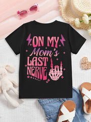 Summer Fashion Graphic T-Shirt with "On My Mom's Last Nerve" Print Cotton Women Short Sleeve Casual Top