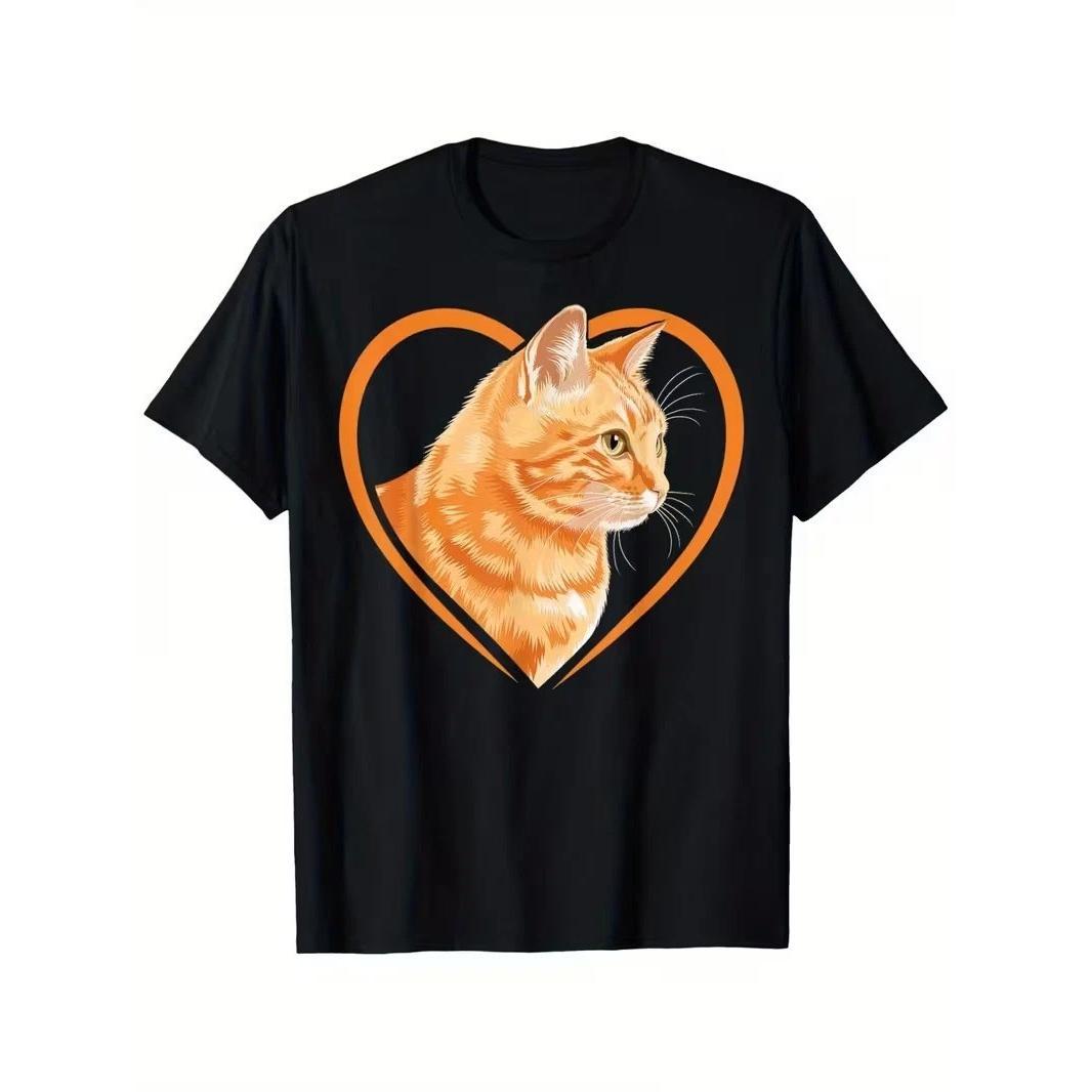 HOT! Ginger Tabby Cat Black Graphic T-Shirt
