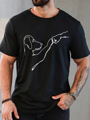 Men's Casual Short-Sleeve T-Shirt with Cartoon Dog Print – Summer Crew-Neck Top