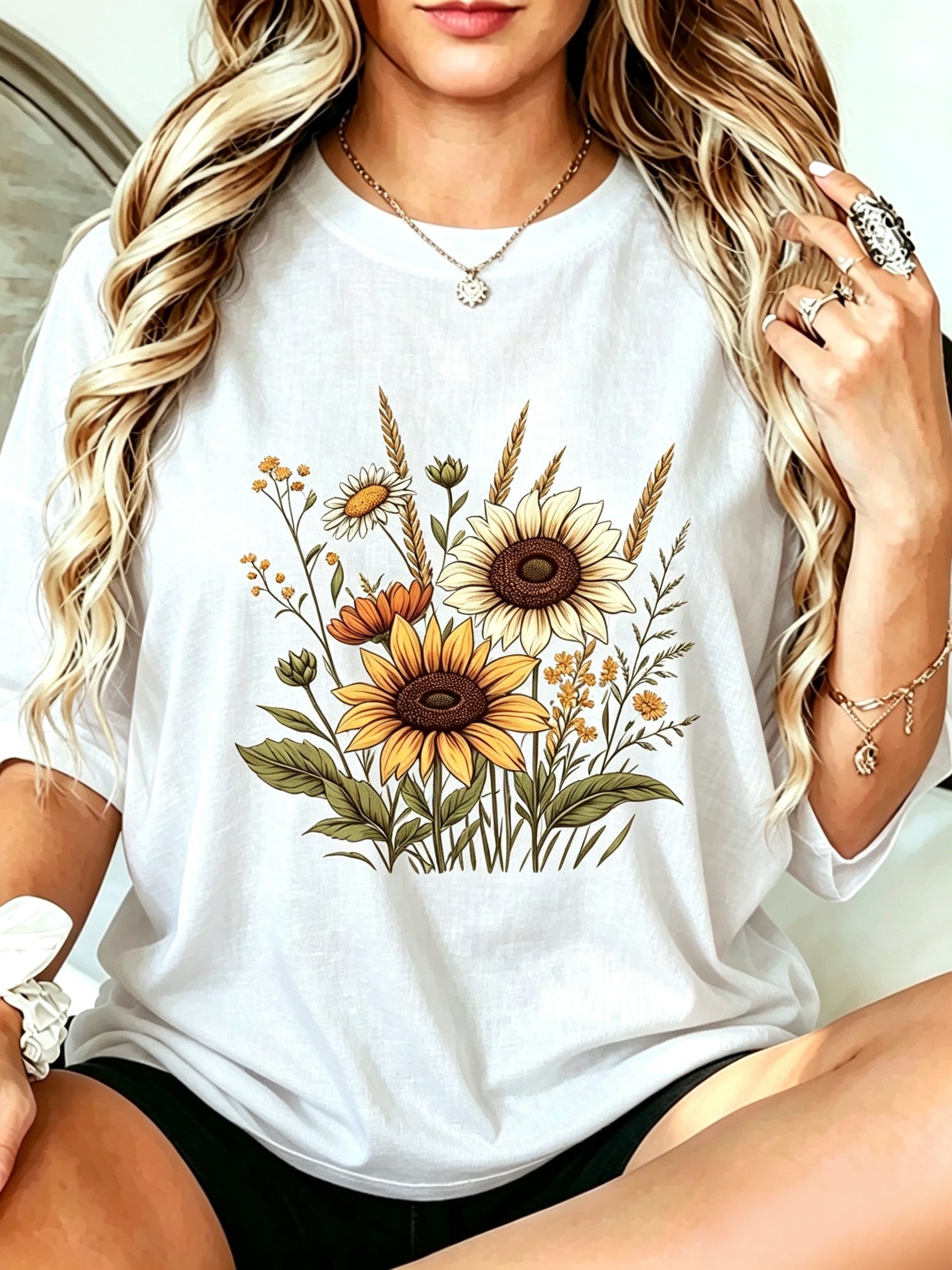 Women's Round Neck Short Sleeve Casual Vintage Ditsy Floral T-Shirt Vacation Summer