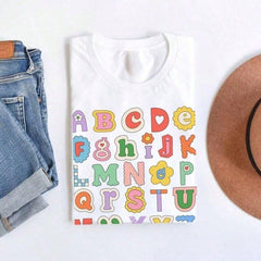 Retro Alphabet Tee, ABCs Shirt Teachers, Back To School Outfit, Cute Kindergarten Preschool Teacher Apparel