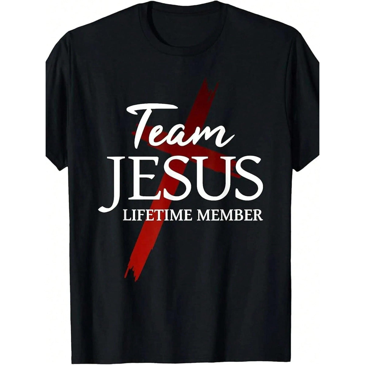 Religious Graphic Tee For Men Team Jesus Lifetime Member Vintage Streetwear Cotton Blend Breathable Short Sleeve Crew Neck Casual T-Shirt Bold Print All Seasons Wear