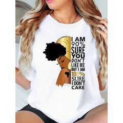 I Am 90 Percent Sure You Don T Like Me But I Am 100 Percent Sure I Don T Care Shirt For Women Plus Size T-Shirt Graphic Tee Gift For Her Confidence Statement Top Casual Wear,220g