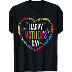 Women's 100% Cotton Casual Graphic T-Shirt - Short Sleeve Round Neck Regular Fit Happy Mother's Day Top, Shortsleeve
