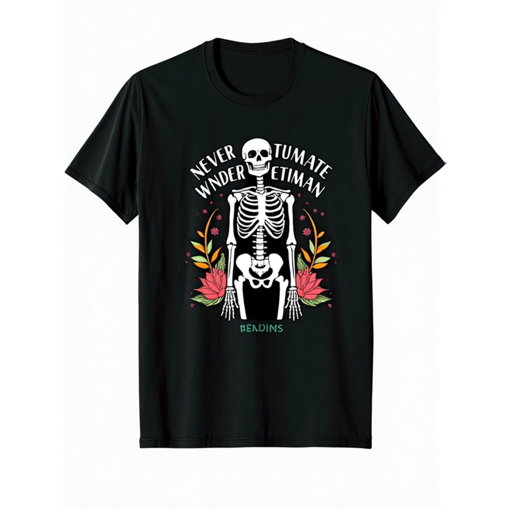 Men'S Hip Replacement Surgery Recovery T-Shirt - Never Wander Tumetiman Graphic Tee - Black with White Skeleton Design - Heavyweight 220gsm Post-Surgery Shirt - Casual Everyday & Physical Relax Apparel - Machine Washable, Bold Statement Shirt
