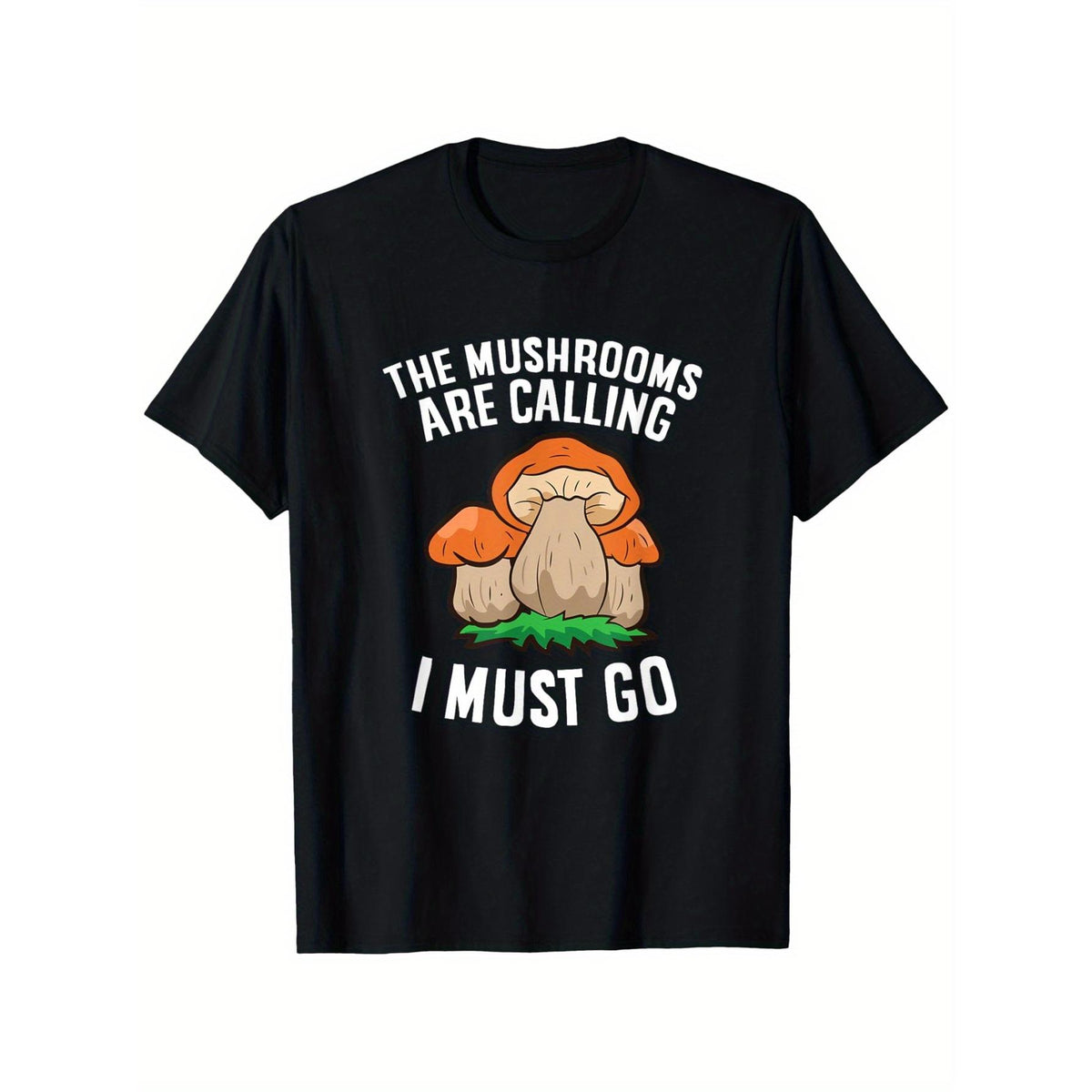Mushroom Graphic T-Shirt - "The Mushrooms Are Calling" Design, Casual Crew Neck Short Sleeve Tee, Lightweight & Breathable, Perfect for Nature Lovers, Outdoor Activities, and Casual Attire