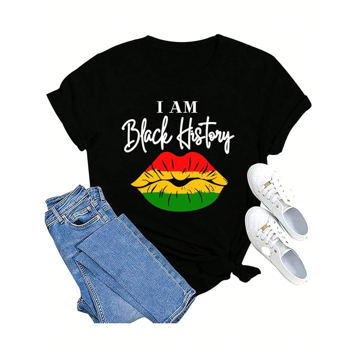 PLus Size Black History Month Afro American African Freedom I'm Black Culture T-Shirt Women's Cotton T-Shirt, Soft And Breathable Short Sleeve, Perfect For Daily Wear, Outdoor Activities, Travel, And Casual Style, Comfortable All-Day Fit!